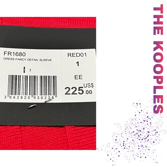 NWT THE KOOPLES Red Twist Cutout Short Sleeve Rib Knit Fit & Flare Dress! - Picture 9 of 10